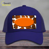 Orange White Oval Giraffe Oil Rubbed Novelty License Plate Hat Mesh / Royal Blue