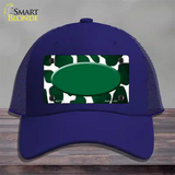 Green White Oval Giraffe Oil Rubbed Novelty License Plate Hat Mesh / Royal Blue