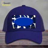 Blue White Oval Giraffe Oil Rubbed Novelty License Plate Hat Mesh / Royal Blue