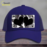 Black White Hearts Giraffe Oil Rubbed Novelty License Plate Hat Mesh / Royal Blue