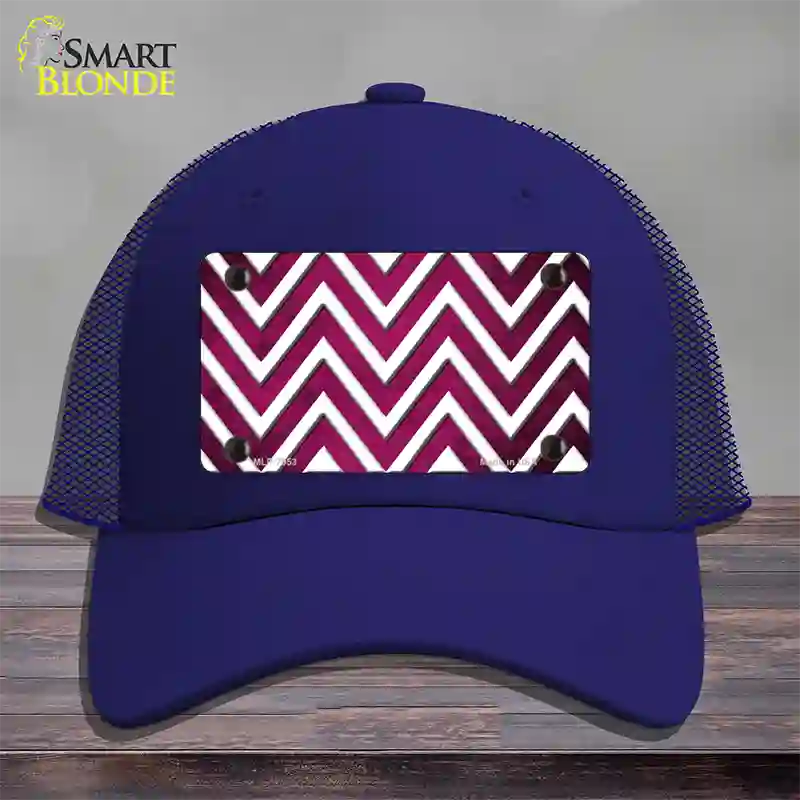 Pink White Chevron Oil Rubbed Novelty License Plate Hat Mesh / Royal Blue