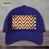 Orange White Chevron Oil Rubbed Novelty License Plate Hat Mesh / Royal Blue