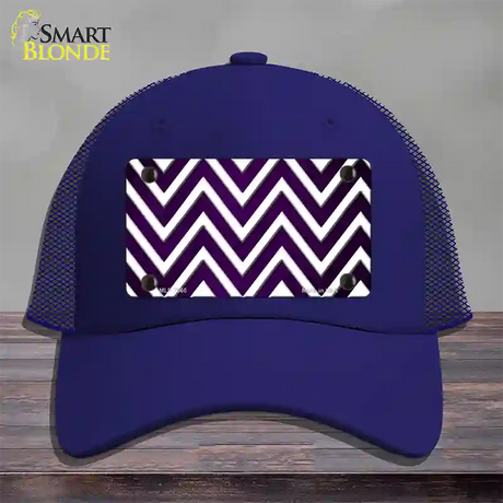 Purple White Chevron Oil Rubbed Novelty License Plate Hat Mesh / Royal Blue