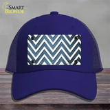 Light Blue White Chevron Oil Rubbed Novelty License Plate Hat Mesh / Royal Blue