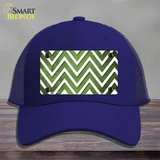 Lime Green White Chevron Oil Rubbed Novelty License Plate Hat Mesh / Royal Blue