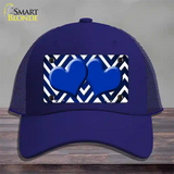 Blue White Hearts Chevron Oil Rubbed Novelty License Plate Hat Mesh / Royal Blue