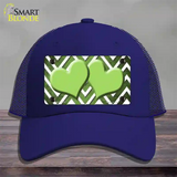 Lime Green White Hearts Chevron Oil Rubbed Novelty License Plate Hat Mesh / Royal Blue