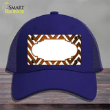 Orange White Chevron Scallop Oil Rubbed Novelty License Plate Hat Mesh / Royal Blue