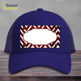 Red White Chevron Scallop Oil Rubbed Novelty License Plate Hat Mesh / Royal Blue