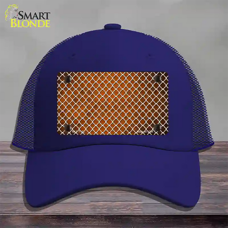 Orange White Quatrefoil Oil Rubbed Novelty License Plate Hat Mesh / Royal Blue