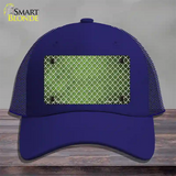 Lime Green White Quatrefoil Oil Rubbed Novelty License Plate Hat Mesh / Royal Blue