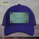 Mint White Quatrefoil Oil Rubbed Novelty License Plate Hat Mesh / Royal Blue