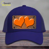 Orange White Quatrefoil Hearts Oil Rubbed Novelty License Plate Hat Mesh / Royal Blue