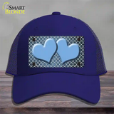 Light Blue White Quatrefoil Hearts Oil Rubbed Novelty License Plate Hat Mesh / Royal Blue