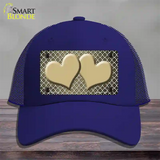 Gold White Quatrefoil Hearts Oil Rubbed Novelty License Plate Hat Mesh / Royal Blue