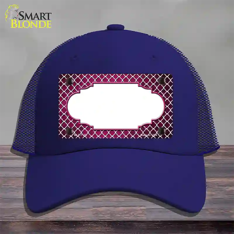 Pink White Quatrefoil Scallop Oil Rubbed Novelty License Plate Hat Mesh / Royal Blue