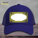 Yellow White Quatrefoil Scallop Oil Rubbed Novelty License Plate Hat Mesh / Royal Blue