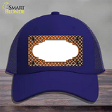 Orange White Quatrefoil Scallop Oil Rubbed Novelty License Plate Hat Mesh / Royal Blue