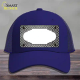 Gray White Quatrefoil Scallop Oil Rubbed Novelty License Plate Hat Mesh / Royal Blue