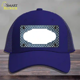 Light Blue White Quatrefoil Scallop Oil Rubbed Novelty License Plate Hat Mesh / Royal Blue