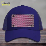 Pink White Small Chevron Oil Rubbed Novelty License Plate Hat Mesh / Royal Blue