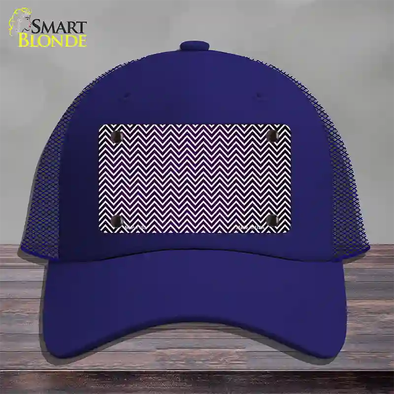 Purple White Small Chevron Oil Rubbed Novelty License Plate Hat Mesh / Royal Blue