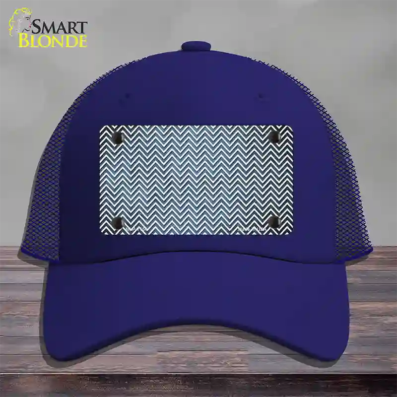 Light Blue White Small Chevron Oil Rubbed Novelty License Plate Hat Mesh / Royal Blue