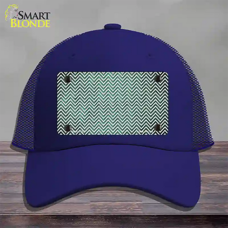 Mint White Small Chevron Oil Rubbed Novelty License Plate Hat Mesh / Royal Blue