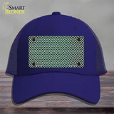 Green White Small Chevron Oil Rubbed Novelty License Plate Hat Mesh / Royal Blue