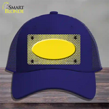 Yellow White Small Chevron Oval Oil Rubbed Novelty License Plate Hat Mesh / Royal Blue