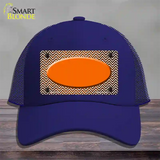 Orange White Small Chevron Oval Oil Rubbed Novelty License Plate Hat Mesh / Royal Blue