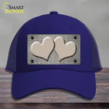 Tan White Small Chevron Hearts Oil Rubbed Novelty License Plate Hat Mesh / Royal Blue