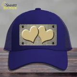 Gold White Small Chevron Hearts Oil Rubbed Novelty License Plate Hat Mesh / Royal Blue