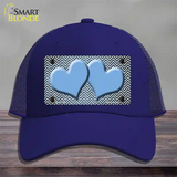 Light Blue White Small Chevron Hearts Oil Rubbed Novelty License Plate Hat Mesh / Royal Blue