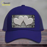 Gray White Anchor Hearts Oil Rubbed Novelty License Plate Hat Mesh / Royal Blue