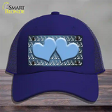 Light Blue White Anchor Hearts Oil Rubbed Novelty License Plate Hat Mesh / Royal Blue