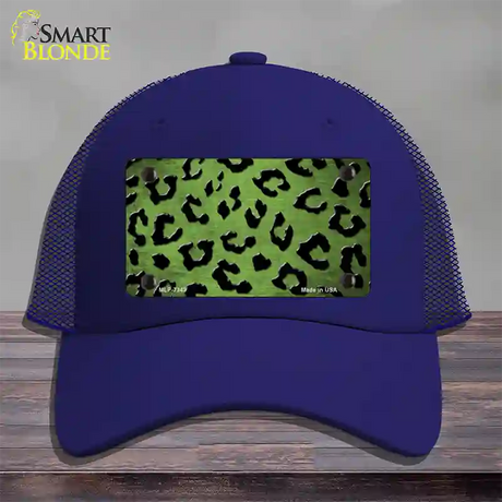 Lime Green Black Cheetah Oil Rubbed Novelty License Plate Hat Mesh / Royal Blue