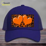 Orange Black Cheetah Hearts Oil Rubbed Novelty License Plate Hat Mesh / Royal Blue