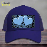 Light Blue Black Cheetah Hearts Oil Rubbed Novelty License Plate Hat Mesh / Royal Blue