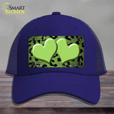 Lime Green Black Cheetah Hearts Oil Rubbed Novelty License Plate Hat Mesh / Royal Blue