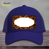 Orange Black Cheetah Scallop Oil Rubbed Novelty License Plate Hat Mesh / Royal Blue