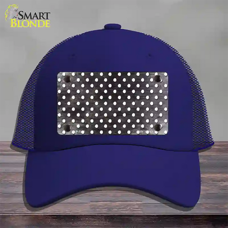 Black White Small Dots Oil Rubbed Novelty License Plate Hat Mesh / Royal Blue