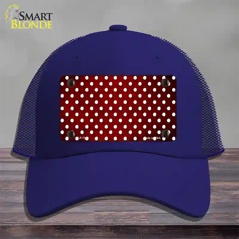 Red White Small Dots Oil Rubbed Novelty License Plate Hat Mesh / Royal Blue