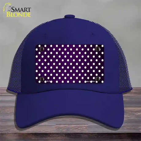 Purple White Small Dots Oil Rubbed Novelty License Plate Hat Mesh / Royal Blue