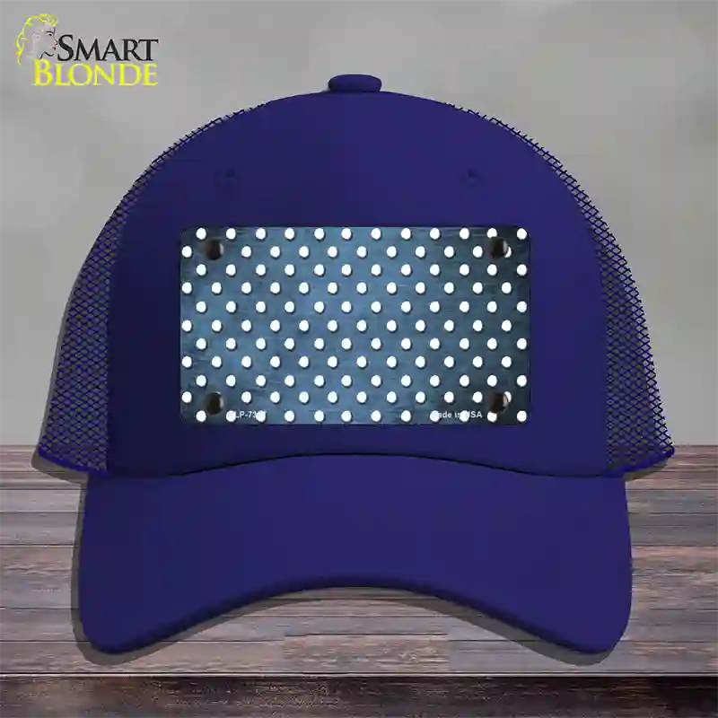 Light Blue White Small Dots Oil Rubbed Novelty License Plate Hat Mesh / Royal Blue