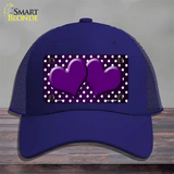 Purple White Small Dots Hearts Oil Rubbed Novelty License Plate Hat Mesh / Royal Blue