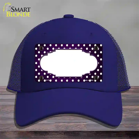 Purple White Small Dots Scallop Oil Rubbed Novelty License Plate Hat Mesh / Royal Blue