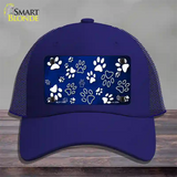 Blue White Paw Oil Rubbed Novelty License Plate Hat Mesh / Royal Blue