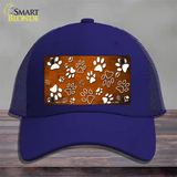 Orange White Paw Oil Rubbed Novelty License Plate Hat Mesh / Royal Blue