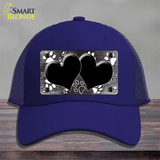 Paw Heart Black White Novelty License Plate Hat Mesh / Royal Blue